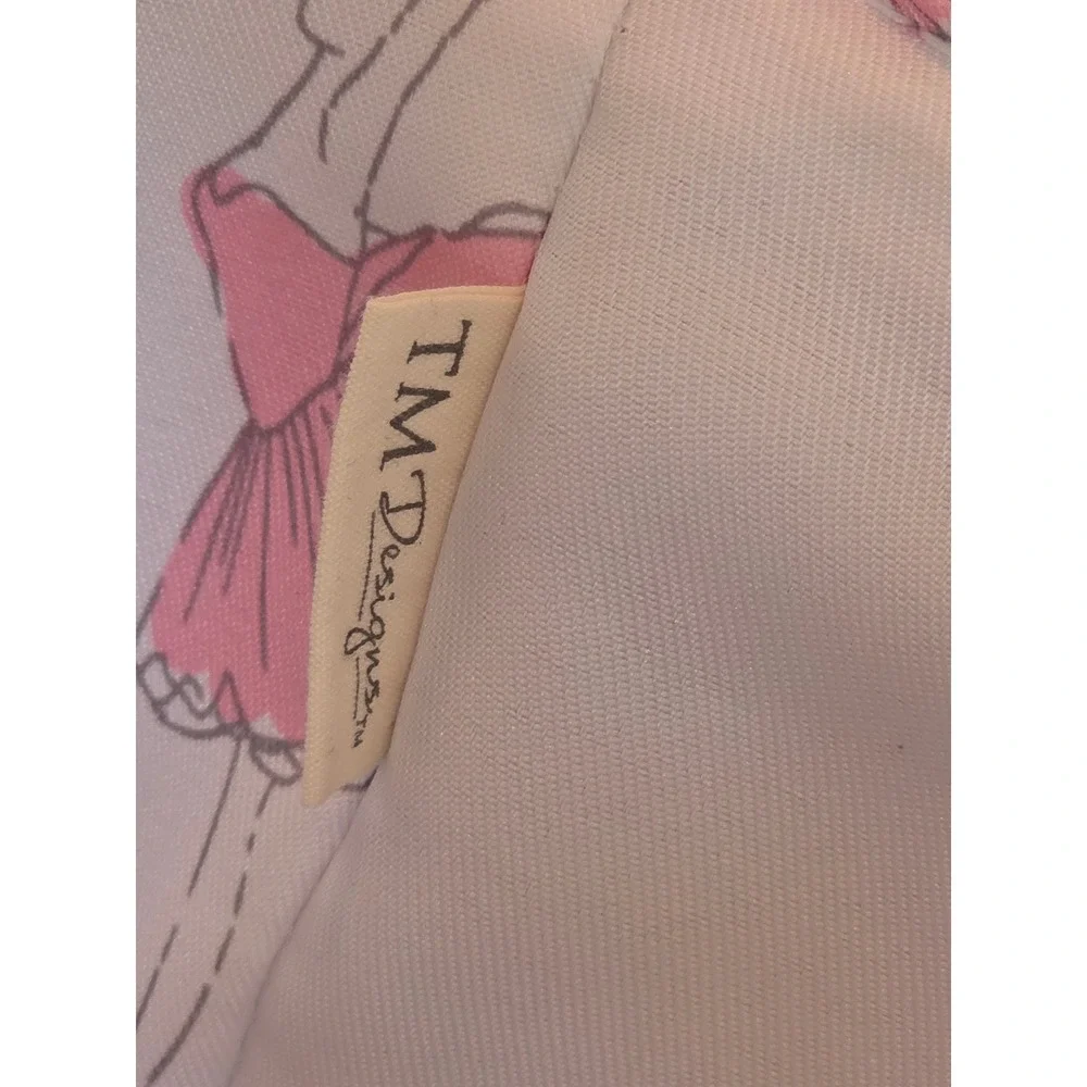 TM Designs Pink Love Ballerina Lined Canvas Storage Bin Basket Laundry Bag 12x15